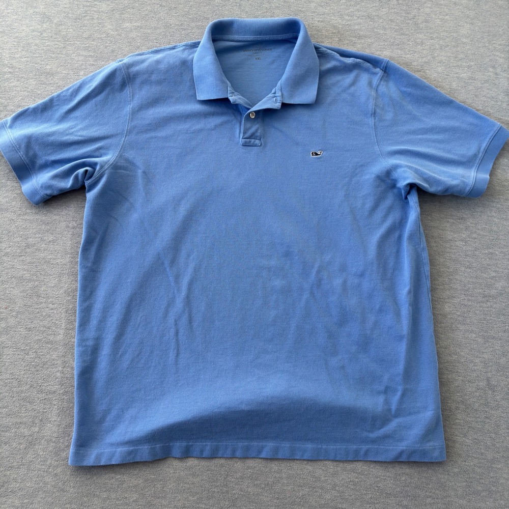 Vineyard Vine Mens XXL Classic Fit Short Sleeve Pique Polo Shirt Blue Whale Logo - Picture 2 of 8